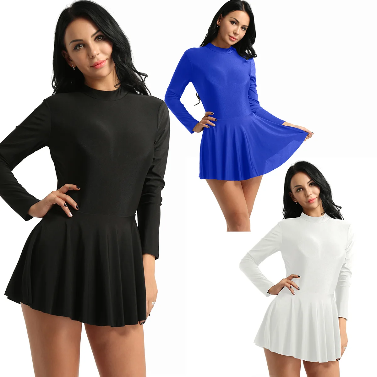 Women Stretchy Ballet Dress Round Neck Long Sleeve Dance Dress Party Back Zippered Skating Dresses Adult Performance Costume
Women Stretchy Ballet Dress Round Neck Long Sleeve Dance Dress Party Back Zippered Skating Dresses Adult Performance Costume