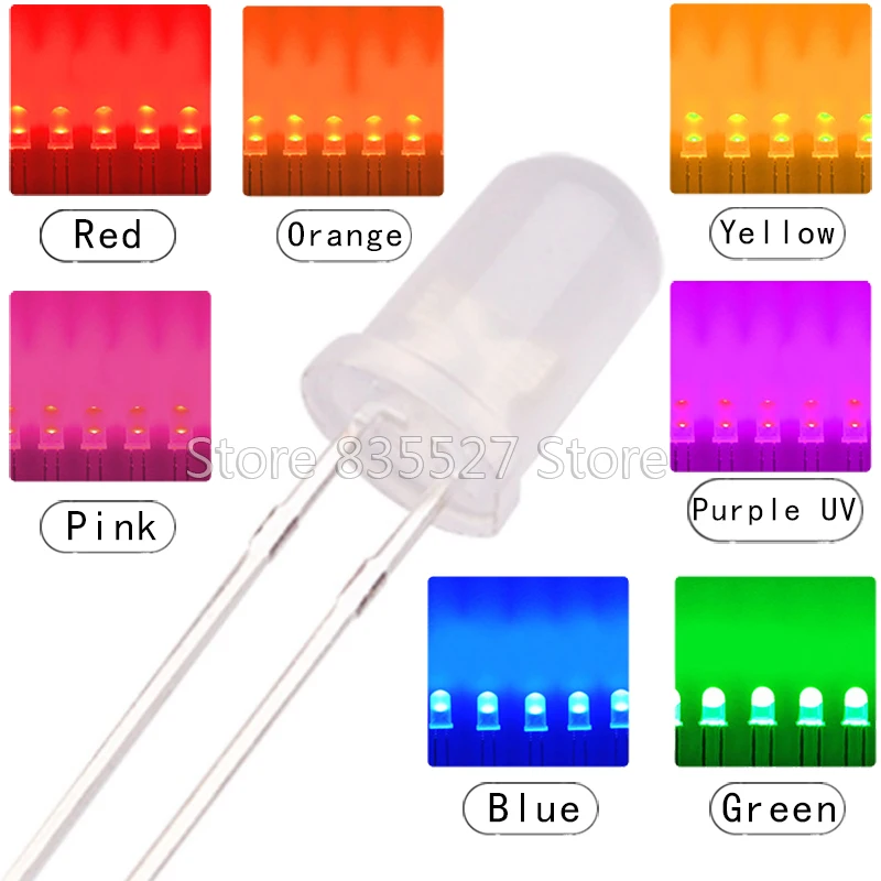 100PCS 5MM Round mist LED light-emitting diode DIP White / Warm White / Red / Orange/Yellow/Green / Blue / Purple UV / Pink /RGB
100PCS 5MM Round mist LED light-emitting diode DIP White / Warm White / Red / Orange/Yellow/Green / Blue / Purple UV / Pink /RGB