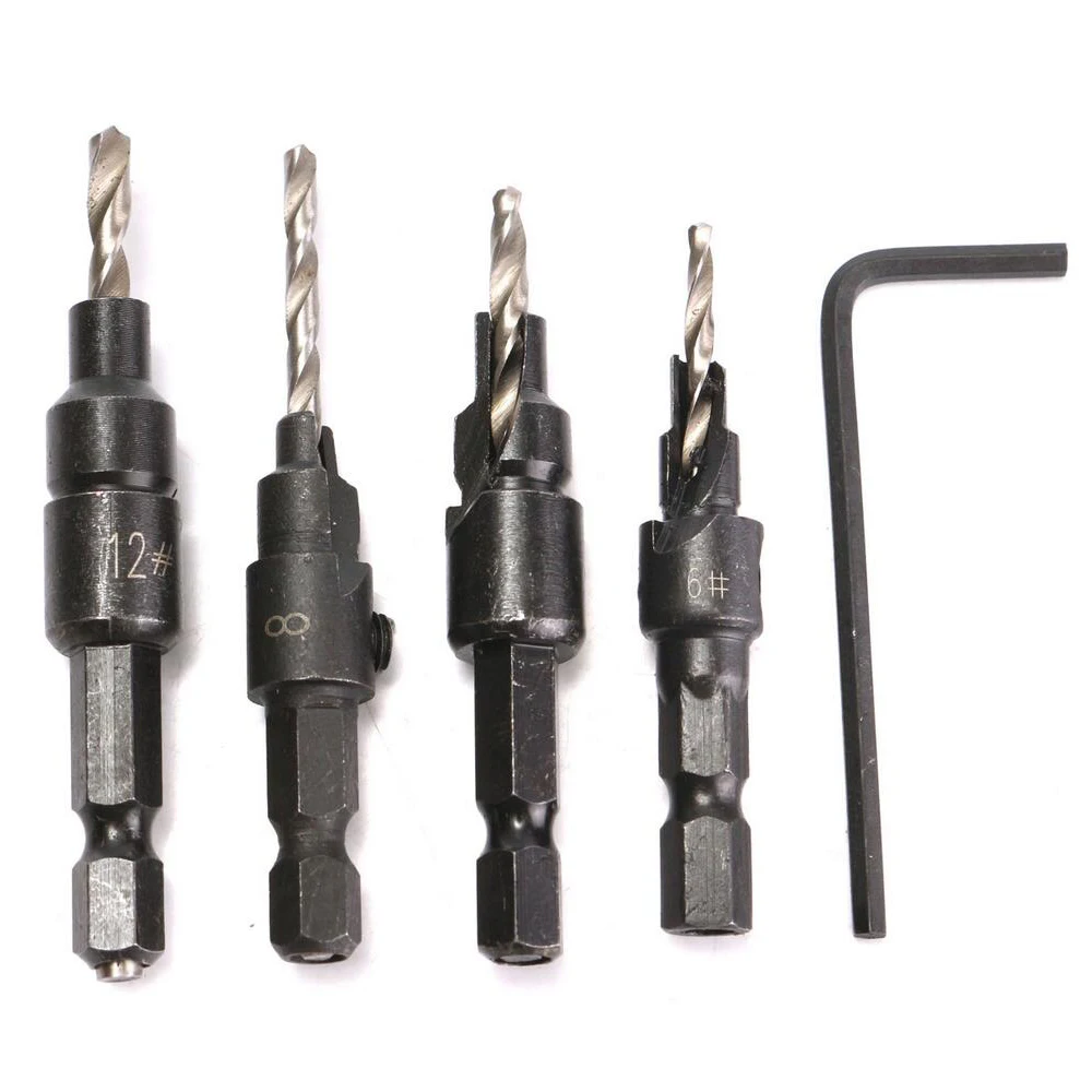 4pcs Countersink Drill Woodworking Drill Bit Set Drilling Pilot Holes For Screw Sizes #6 #8 #10 #12
4pcs Countersink Drill Woodworking Drill Bit Set Drilling Pilot Holes For Screw Sizes #6 #8 #10 #12