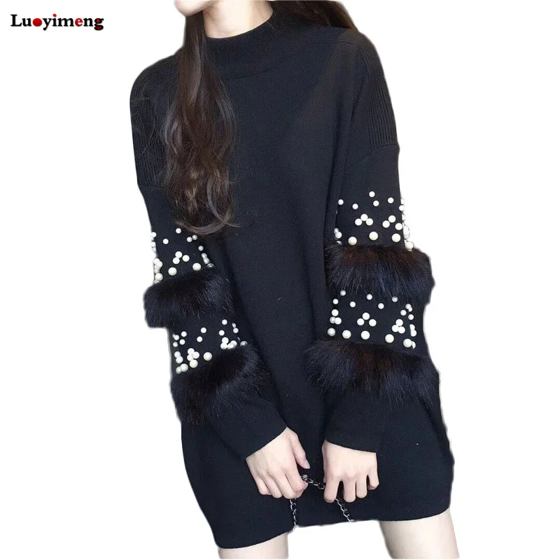 Faux Fur Pearl Beads Sweater Long Sleeve Jumpers Women's Turtleneck Pull Casual Pullovers Lady's Sweater Coat Oversized Tops
Faux Fur Pearl Beads Sweater Long Sleeve Jumpers Women's Turtleneck Pull Casual Pullovers Lady's Sweater Coat Oversized Tops