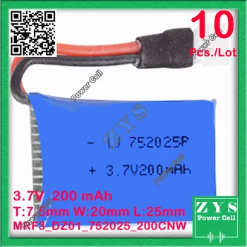 10pcs./Lot Safety Packing, 2 pin 3.7V lithium Polymer battery 752025 200mah for UAV UAS Drone Zone mini drone fpv Size:7.5x20x25
10pcs./Lot Safety Packing, 2 pin 3.7V lithium Polymer battery 752025 200mah for UAV UAS Drone Zone mini drone fpv Size:7.5x20x25