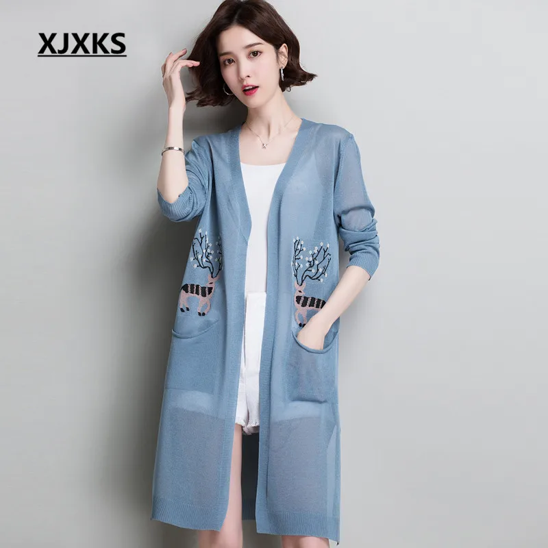 XJXKS 2019 spring summer new women's knitting cardigan comfortable linen fashion print pocket women's thin sweater cardigan
XJXKS 2019 spring summer new women's knitting cardigan comfortable linen fashion print pocket women's thin sweater cardigan