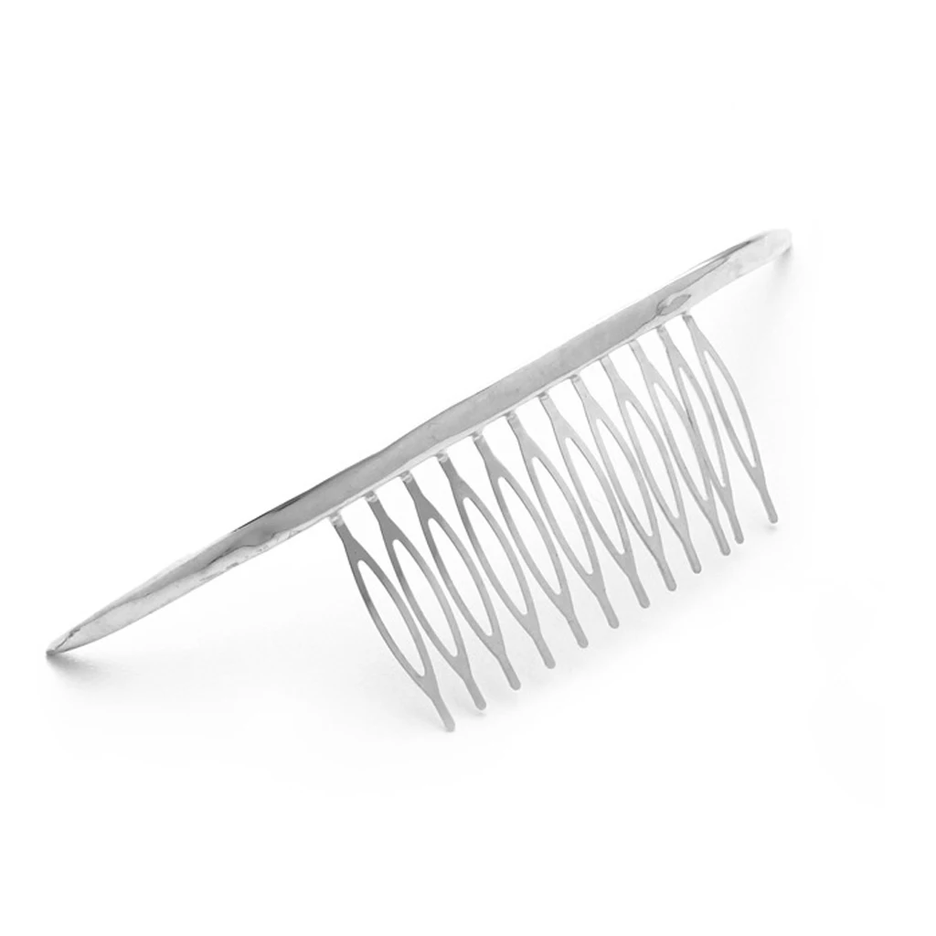Long Bent-Shape Hair Side Comb Pin Clip Women's Hair Styling Accessory Silver High Quality alloy
