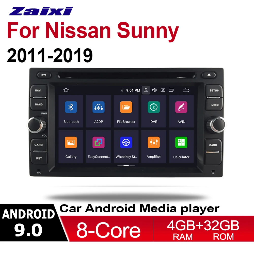 ZaiXi 2din Android 9 0 Восьмиядерный 4 Гб RAM автомобильный DVD для Nissan Sunny 2011 ~ 2019 GPS Радио BT Navi