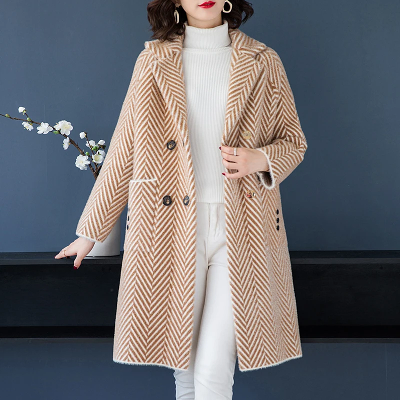 Фото Женское Брендовое пальто осенне-зимнее свободное утолщенное длинное