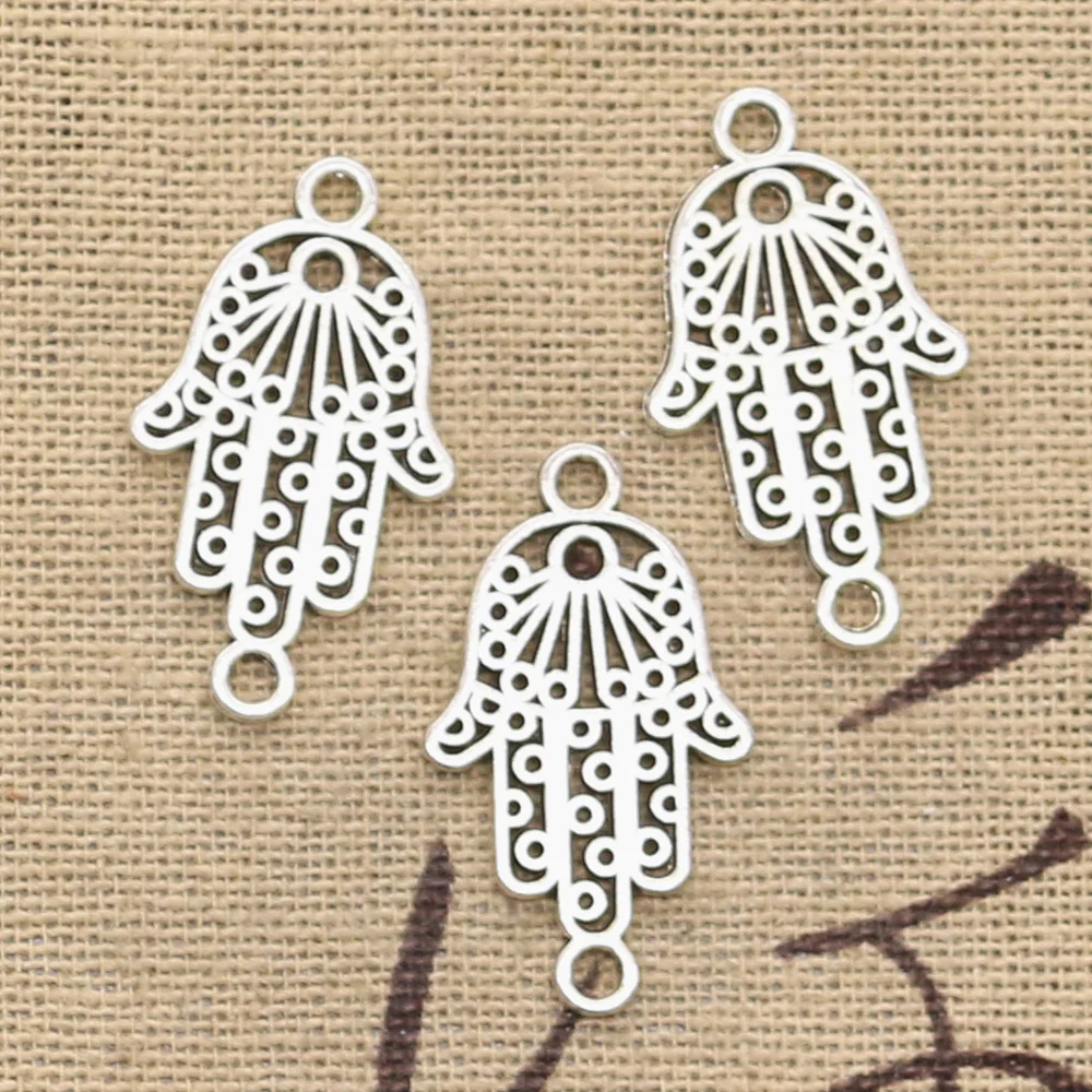 25pcs Charms hamsa hand protection connector 26x15mm Antique Silver Plated Pendants Making DIY Handmade Tibetan Silver Jewelry
25pcs Charms hamsa hand protection connector 26x15mm Antique Silver Plated Pendants Making DIY Handmade Tibetan Silver Jewelry