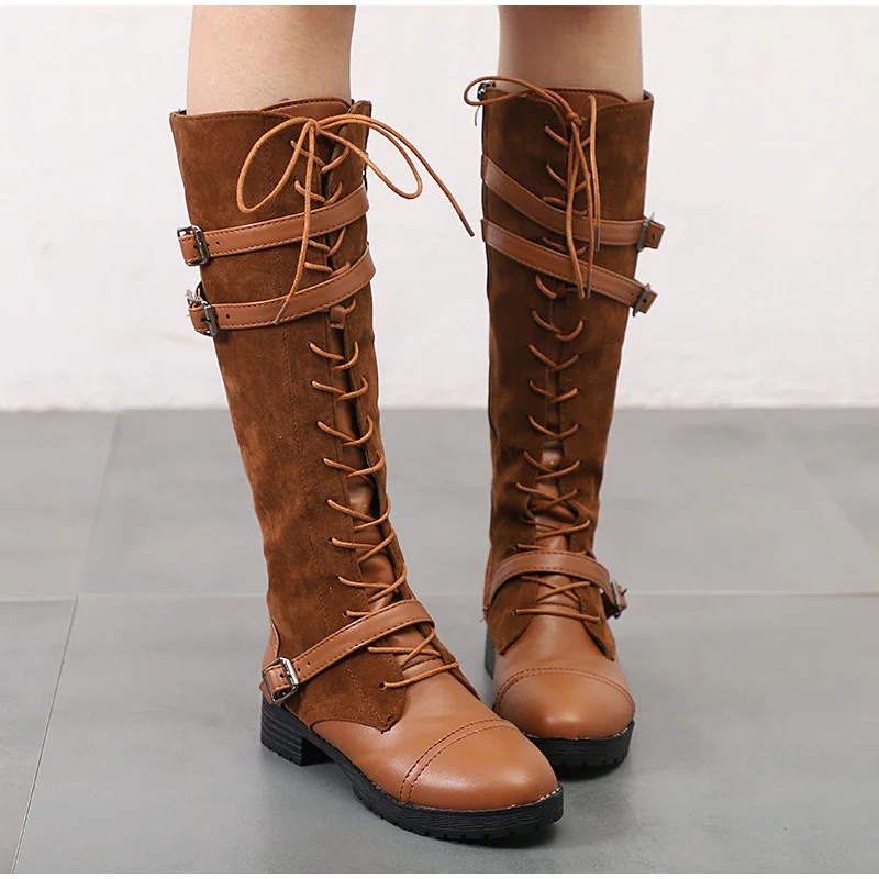 Women shoes autumn winter flock leather knee high boots ladies lace up mid heels platform buckle strap long boots plus size
Women shoes autumn winter flock leather knee high boots ladies lace up mid heels platform buckle strap long boots plus size
