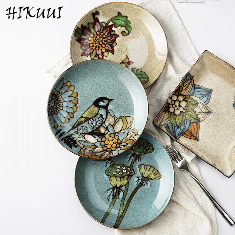 1 PC Round Chinese-style Retro Ceramic Dish Plate Flowers Under glaze Porcelain western dish Restaurant Tableware Circle
1 PC Round Chinese-style Retro Ceramic Dish Plate Flowers Under glaze Porcelain western dish Restaurant Tableware Circle