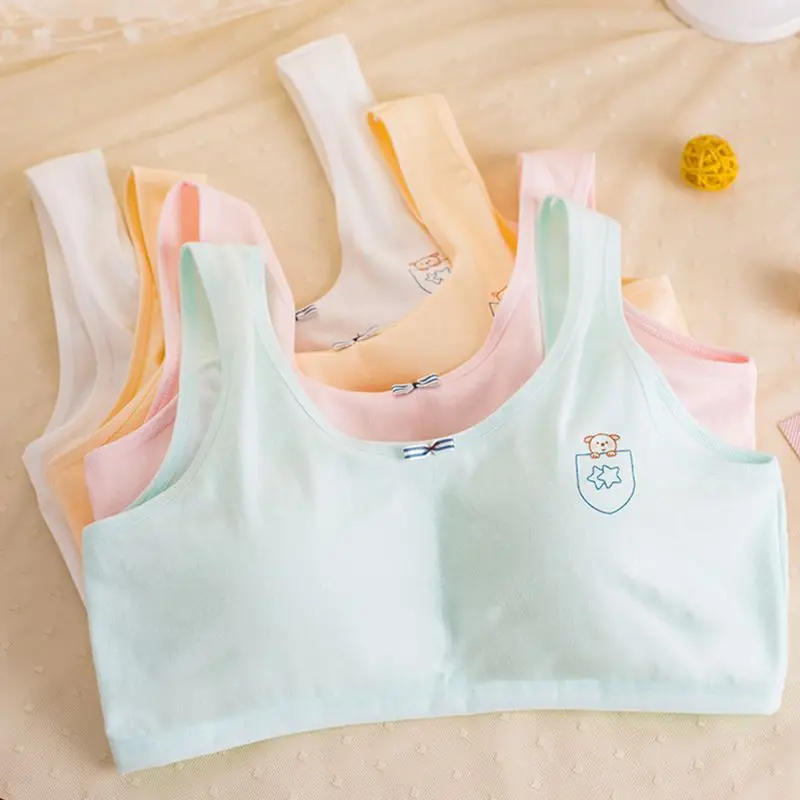Puberty Girls Wide Straps Sweet Candy Color Underwear Bra Cute Cartoon Bear Pocket Print Bralette Mini Striped Bowknot Crop Top
Puberty Girls Wide Straps Sweet Candy Color Underwear Bra Cute Cartoon Bear Pocket Print Bralette Mini Striped Bowknot Crop Top