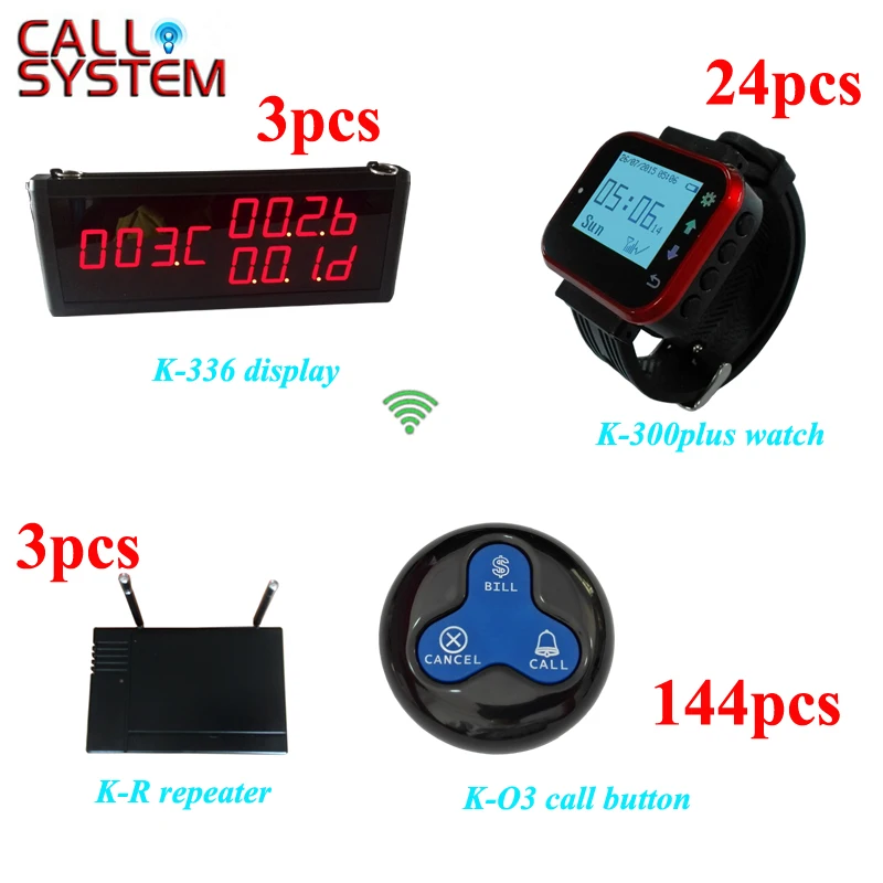 433.92MHZ 3 display 24 watches 144 bells 3 repeater Digital wireless guest paging buzzer system for restaurant
433.92MHZ 3 display 24 watches 144 bells 3 repeater Digital wireless guest paging buzzer system for restaurant