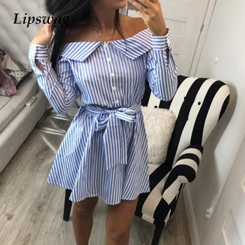 Lipswag New Sexy Slash Neck Buttons Striped A-Line Dress Women Elegant Long Sleeve Bow Ties Dresses Casual Party Dress Vestidos
Lipswag New Sexy Slash Neck Buttons Striped A-Line Dress Women Elegant Long Sleeve Bow Ties Dresses Casual Party Dress Vestidos