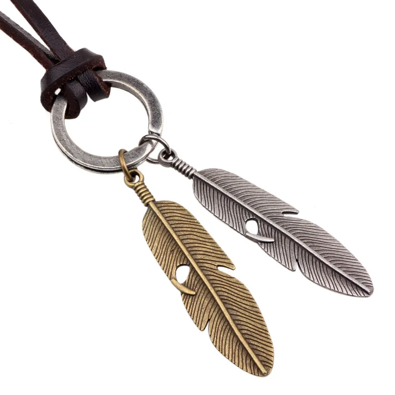 Kirykle collares necklaces pendants Cool Rock Feathers Pendant Genuine Leather Long Chain Necklace Vintage Design Men Neckla
Kirykle collares necklaces pendants Cool Rock Feathers Pendant Genuine Leather Long Chain Necklace Vintage Design Men Neckla