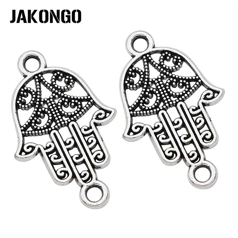 JAKONGO Antique Silver Plated Fatima Hand Connectors for Jewelry Making Bracelet Findings Accessories DIY 24x15mm 20pcs/lot
JAKONGO Antique Silver Plated Fatima Hand Connectors for Jewelry Making Bracelet Findings Accessories DIY 24x15mm 20pcs/lot