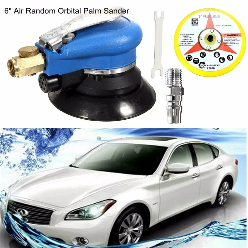 6 Inch 10000rpm Round Air P alm Orbital Sander Random for P alm Sander 150mm Dualable Action Auto Body Orbit DA Sanding