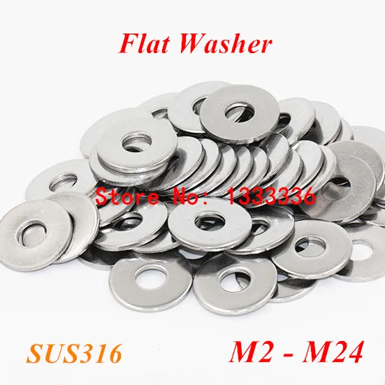 

M2 M3 M4 M5 M6 M8 M10 M12 M16 M20 DIN125 Flat Washers A4 Marine Grade Plane Washer 316 Stainless Steel