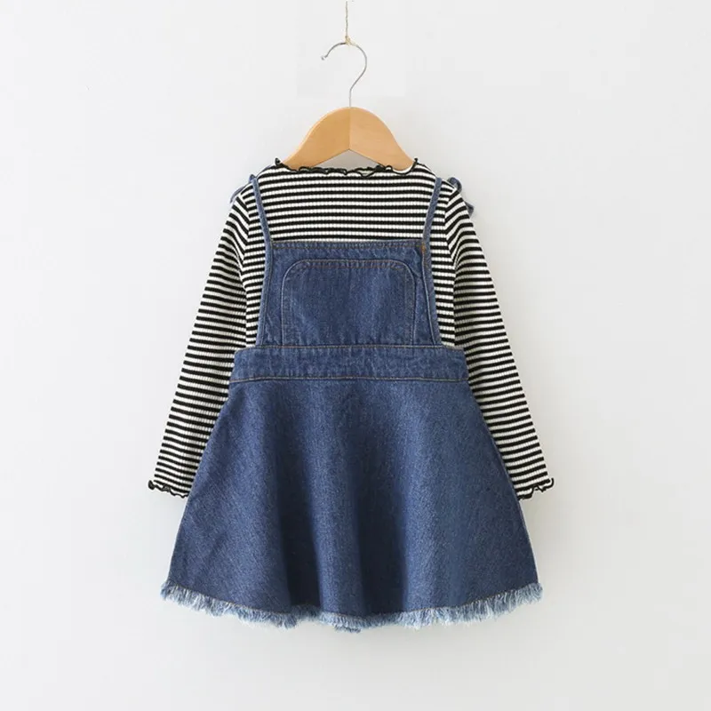 2019 new arrival children girls spring long sleeve striped top T-shirt + Denim overall dress clothing set 3-8 years !
2019 new arrival children girls spring long sleeve striped top T-shirt + Denim overall dress clothing set 3-8 years !