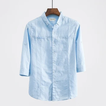 S-4XL New arrival threee-quarter sleeve linen shirt men summer fashion mens shirts flax and cotton men shirt chemise de marque
S-4XL New arrival threee-quarter sleeve linen shirt men summer fashion mens shirts flax and cotton men shirt chemise de marque