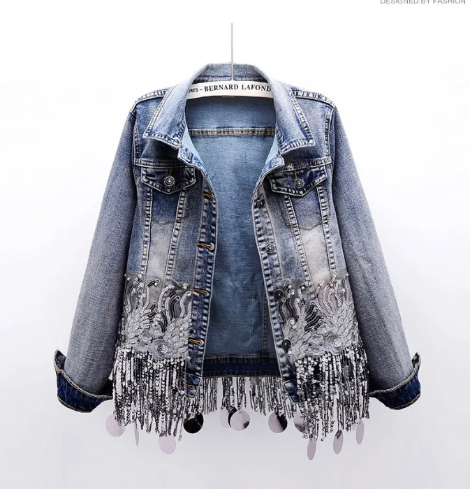 New Spring Clothes 2019 Heavy Fringed Sequins Long-sleeved Stretch Jeans Jacket Women Short Denim Coat Casual Cowboy Jackets
New Spring Clothes 2019 Heavy Fringed Sequins Long-sleeved Stretch Jeans Jacket Women Short Denim Coat Casual Cowboy Jackets