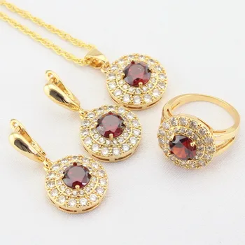 WPAITKYS Round Red Cubic Zirconia Gold Color Jewelry Sets For Women Earrings Necklace Pendant Rings Free Gift Box
WPAITKYS Round Red Cubic Zirconia Gold Color Jewelry Sets For Women Earrings Necklace Pendant Rings Free Gift Box