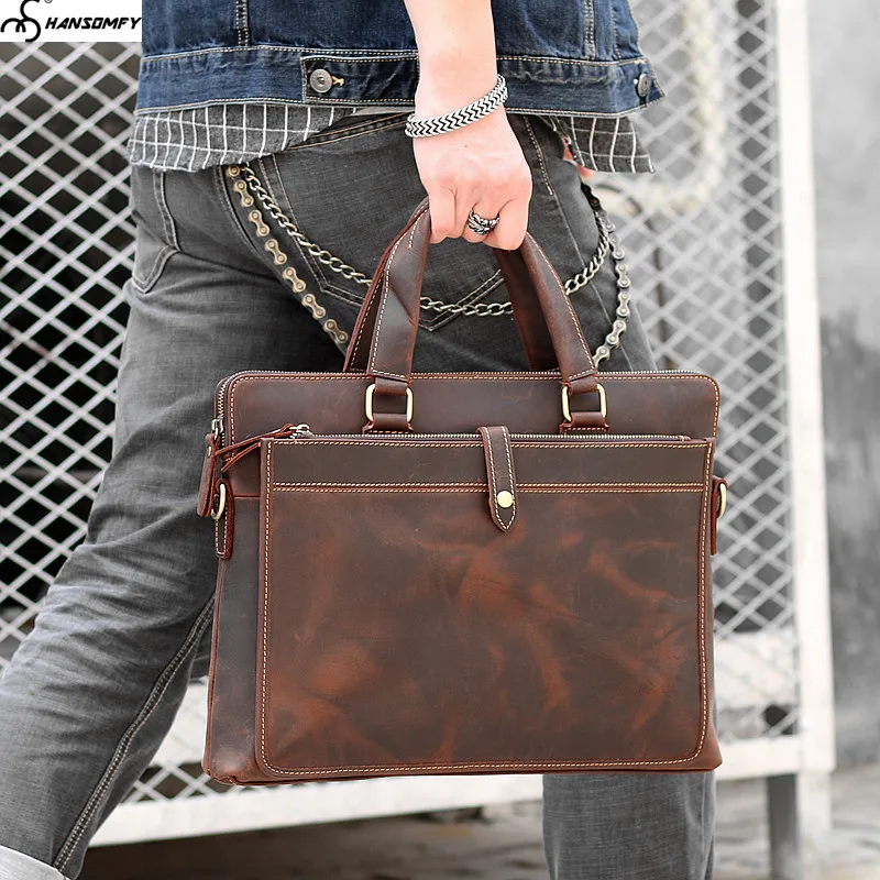 Men's 14" Laptop handbag cross section square handmade retro shoulder bag simple men's briefcase leather business messenger bags
Men's 14" Laptop handbag cross section square handmade retro shoulder bag simple men's briefcase leather business messenger bags
