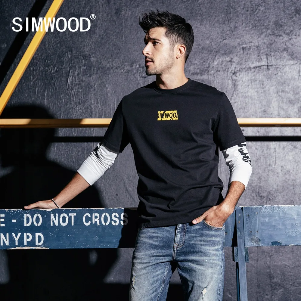 SIMWOOD New Long Sleeve T-Shirt Men Casual Streetwear Letter Printed t shirt 100% Cotton Fashion Tops Brand Tees Male 190159
SIMWOOD New Long Sleeve T-Shirt Men Casual Streetwear Letter Printed t shirt 100% Cotton Fashion Tops Brand Tees Male 190159