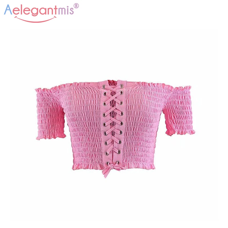 Aelegantmis Summer Sexy Slash Neck Tshirt Women Short Tops Ladies Off Shoulder Short Sleeve Crop Top Female Elastic Bandage Tops
Aelegantmis Summer Sexy Slash Neck Tshirt Women Short Tops Ladies Off Shoulder Short Sleeve Crop Top Female Elastic Bandage Tops