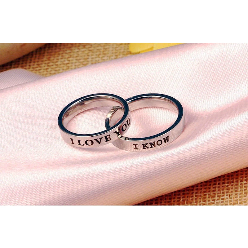 Titanium Steel Jewelry Ring i love you i know Couples Rings Star Wars Lovers Ring 4MM for Man or Woman Gift
Titanium Steel Jewelry Ring i love you i know Couples Rings Star Wars Lovers Ring 4MM for Man or Woman Gift
