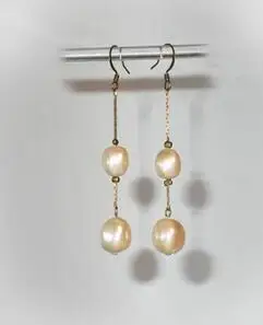 Hot sale new Style >>>>DAINTY Vtg DOUBLE BAROQUE PEARL DROP DANGLE EARRINGS 
Hot sale new Style >>>>DAINTY Vtg DOUBLE BAROQUE PEARL DROP DANGLE EARRINGS