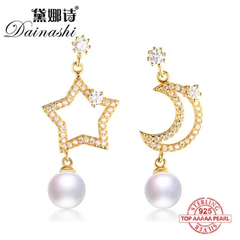 Dainashi 2019 new arrival popular gold color 925 silver pearl drop long earrings with star and moon fine jewelry for women gift
Dainashi 2019 new arrival popular gold color 925 silver pearl drop long earrings with star and moon fine jewelry for women gift
