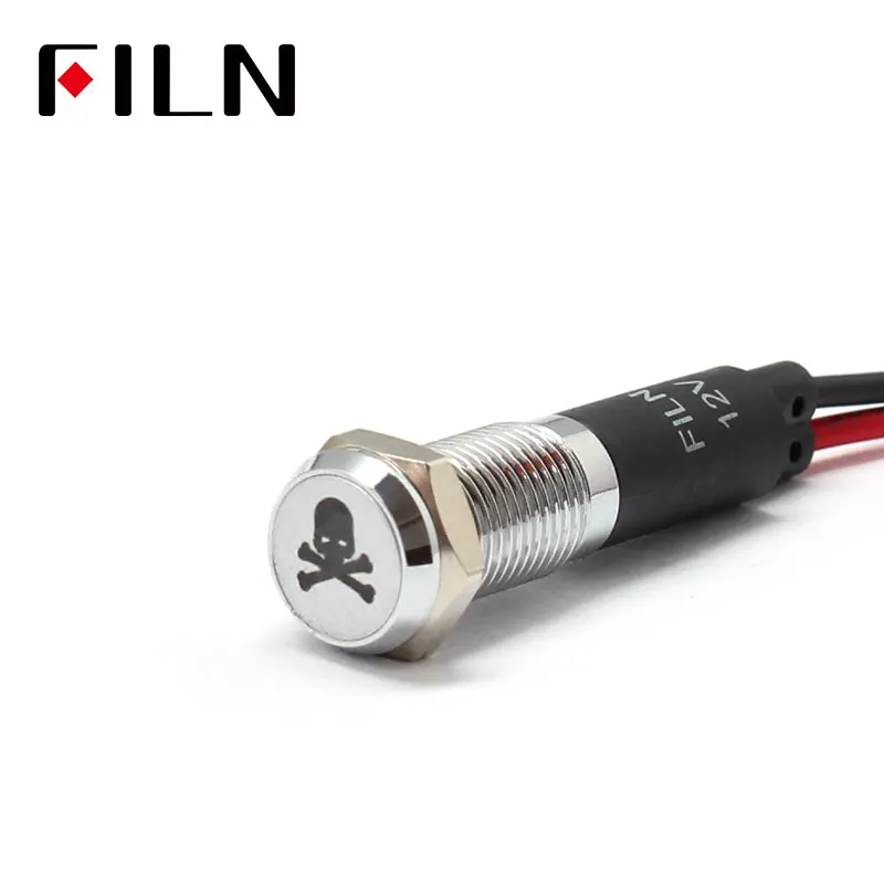 FILN 8mm Car dashboard Skull tag symbol led red yellow white blue green 12v led indicator light with 20cm cable
FILN 8mm Car dashboard Skull tag symbol led red yellow white blue green 12v led indicator light with 20cm cable