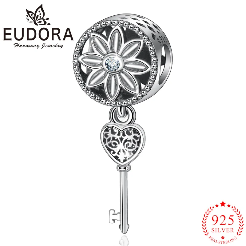 Зимняя коллекция Eudora Стерлинговое Серебро 925 пробы бусины с кристаллами и