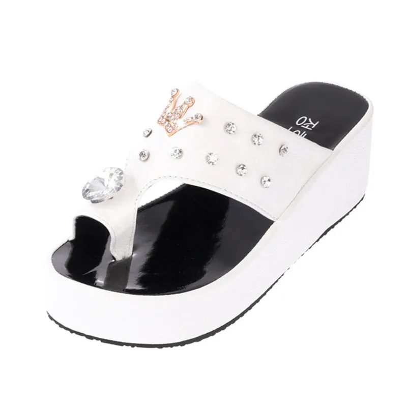2019 Flip Flops Summer Fashion Pinches Wedges Platform Contracted Slippers Female Rhinestone Thick Bottom High Heels white black
2019 Flip Flops Summer Fashion Pinches Wedges Platform Contracted Slippers Female Rhinestone Thick Bottom High Heels white black