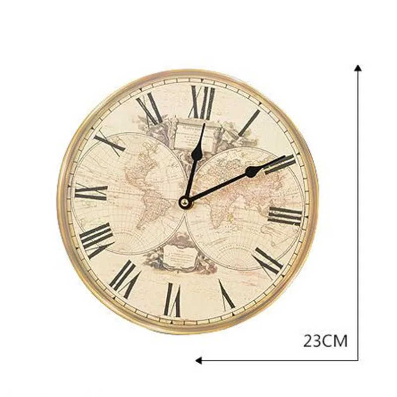 3d vintage wall clock for living room Europe wooden retro wall clock world map wanduhr silent klok wall watches home decor (6)