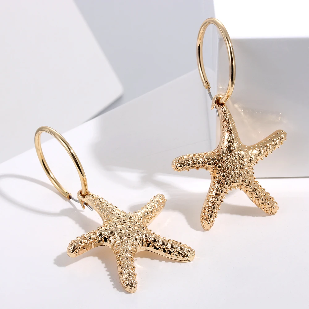 Fashion Women Bohemian Style Gold Starfish Conch Cowary Shell Big Circle Drop Earrings Shell Dangle Earrings Party Jewelry Gifts
Fashion Women Bohemian Style Gold Starfish Conch Cowary Shell Big Circle Drop Earrings Shell Dangle Earrings Party Jewelry Gifts