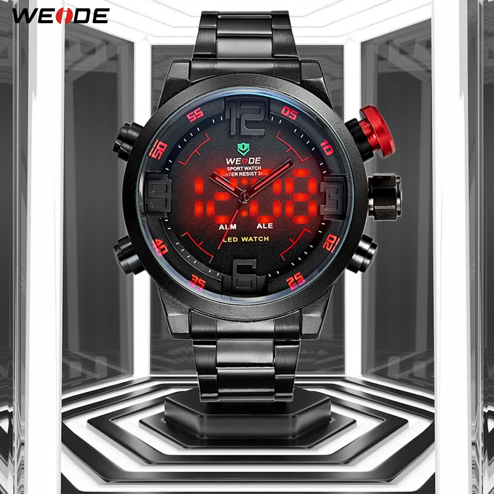 WEIDE Watches Men's Fashion Casual Watch LED Luminous Analog Digit Dual Time Display Date Week Alarm Sports Wristwatches For Men
WEIDE Watches Men's Fashion Casual Watch LED Luminous Analog Digit Dual Time Display Date Week Alarm Sports Wristwatches For Men