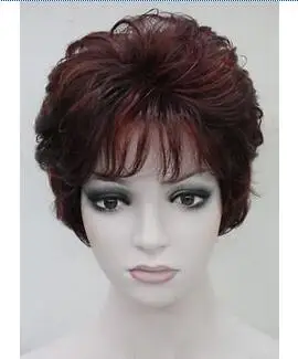 heat resistant Party cosplays hair TJ>>Fashion Burgundy wine-red Mixed Short Women Ladies Daily Natural Wig M-TLD154 Hivision |