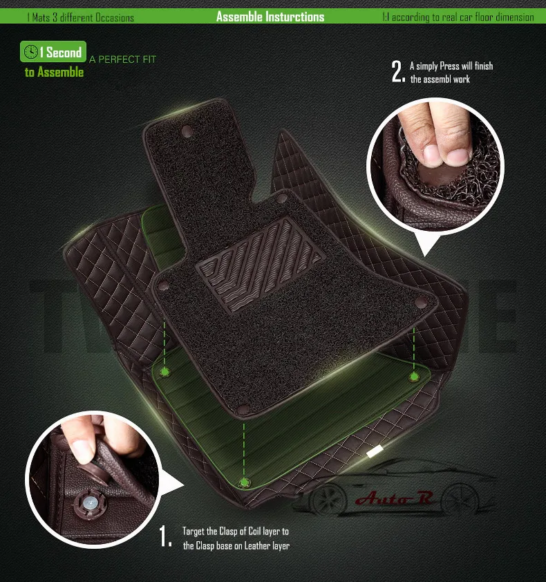 double layer coil leather car floor mats 16
