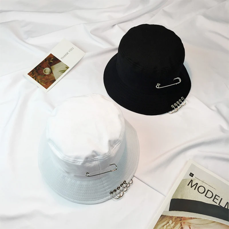 HT1252 New Men Women Hip Hop Caps with Rings and Pin Cotton Foldable Fisherman Sun Hats Black White Pink Sunbonnet Bucket Hats
HT1252 New Men Women Hip Hop Caps with Rings and Pin Cotton Foldable Fisherman Sun Hats Black White Pink Sunbonnet Bucket Hats