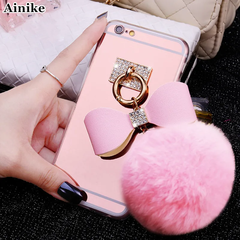 Ainike Bling Diamond Mirror Phone Case For iPhone 6S 4 5S SE 8 7plus XR XS Max Metal Ring Tassel Pendant Bow Fur Ball Back Cover
Ainike Bling Diamond Mirror Phone Case For iPhone 6S 4 5S SE 8 7plus XR XS Max Metal Ring Tassel Pendant Bow Fur Ball Back Cover