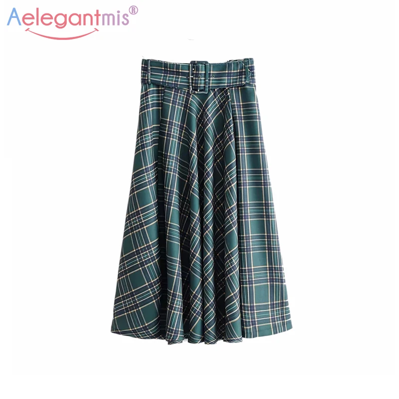 Aelegantmis Fashion Classic Plaid Skirt Women Spring Summer High Waist Loose Long A-Line Skirt With Belt Ladies Big Hem Skirts
Aelegantmis Fashion Classic Plaid Skirt Women Spring Summer High Waist Loose Long A-Line Skirt With Belt Ladies Big Hem Skirts