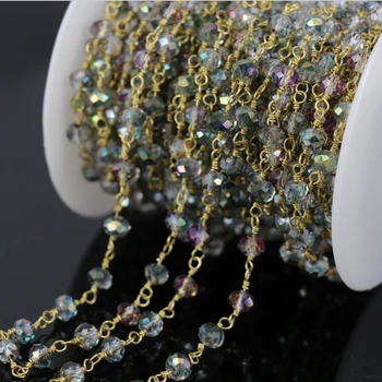DIY 5Meter Tone Wire Wrapped Rainbow Faceted Glass Beads Chain,Rosary Style Chain Beaded Necklace bracelet Jewelry Findings
DIY 5Meter Tone Wire Wrapped Rainbow Faceted Glass Beads Chain,Rosary Style Chain Beaded Necklace bracelet Jewelry Findings