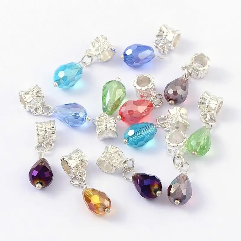 European Dangle Beads, with Alloy, Brass and Glass Findings, Drop, Silver Metal Color, Mixed Color, Size: about 8mm wide, 29mm
European Dangle Beads, with Alloy, Brass and Glass Findings, Drop, Silver Metal Color, Mixed Color, Size: about 8mm wide, 29mm