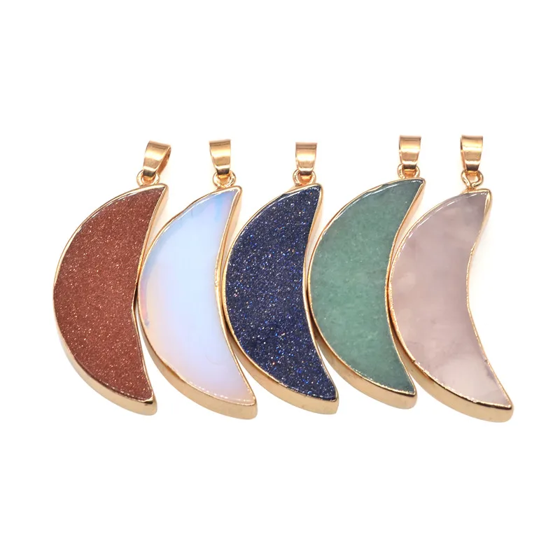 crescent moon shape natural Gem stone pendant opal pink 2018 aventurine blue goldstone pendants necklace for jewelry making
crescent moon shape natural Gem stone pendant opal pink 2018 aventurine blue goldstone pendants necklace for jewelry making