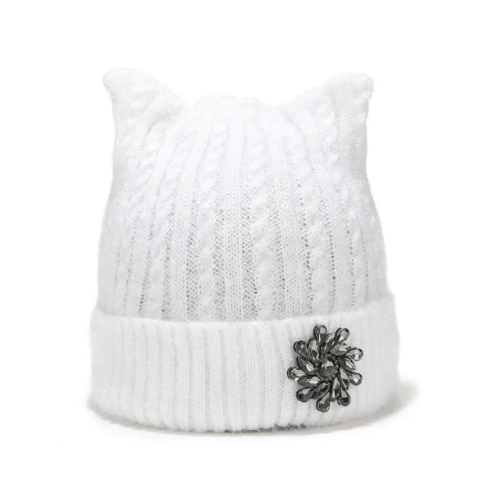 Winter Knitted Hats Women Cute Cat Ears Beanies Skullies Female Knit Warm Caps With Ear Girls Fashion Bonnet Femm Water drill
Winter Knitted Hats Women Cute Cat Ears Beanies Skullies Female Knit Warm Caps With Ear Girls Fashion Bonnet Femm Water drill