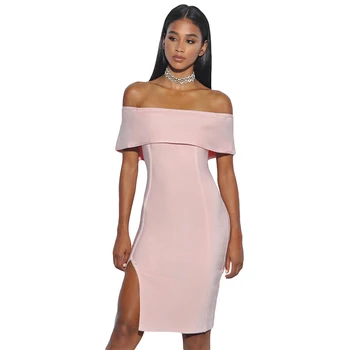 2018 New Women Sexy Off Shoulder Dress One Side Slit Solid Pink Knee Length Slash Neck Midi Dress
2018 New Women Sexy Off Shoulder Dress One Side Slit Solid Pink Knee Length Slash Neck Midi Dress
