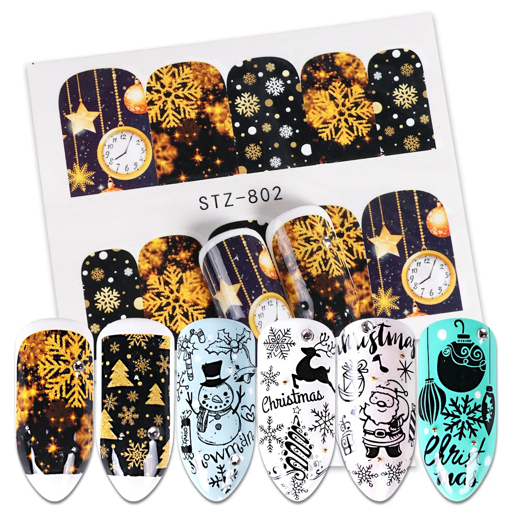1pcs Nail Water Decals Christmas Sliders Stickers Gold Black Santa Claus Snowman Stars Deer Trees Adhesive Manicure BESTZ797-808
1pcs Nail Water Decals Christmas Sliders Stickers Gold Black Santa Claus Snowman Stars Deer Trees Adhesive Manicure BESTZ797-808