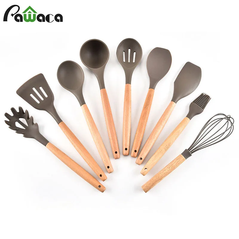 9pcs Silicone Cooking Utensil Set with Natural Wood Handle Kitchen Tools Gadgets Cookware
9pcs Silicone Cooking Utensil Set with Natural Wood Handle Kitchen Tools Gadgets Cookware