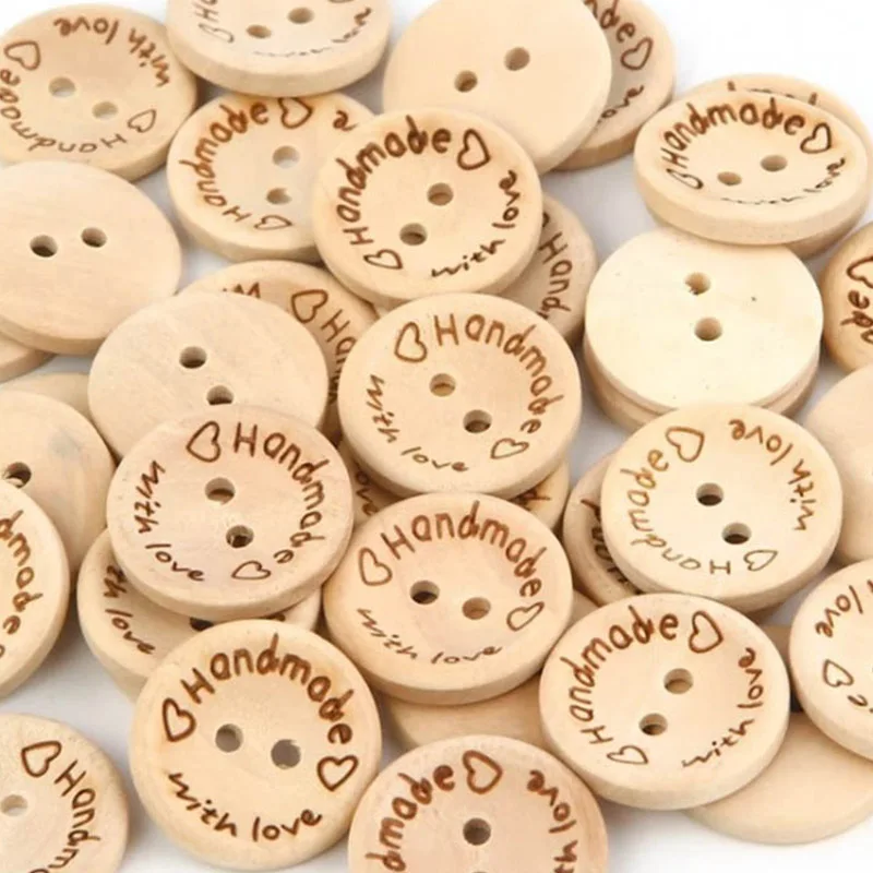 100pcs/Pack Handmade with love Wood Buttons Practical Laser Engraving Round Button DIY Handcraft Decoration Sewing Accessories
100pcs/Pack Handmade with love Wood Buttons Practical Laser Engraving Round Button DIY Handcraft Decoration Sewing Accessories