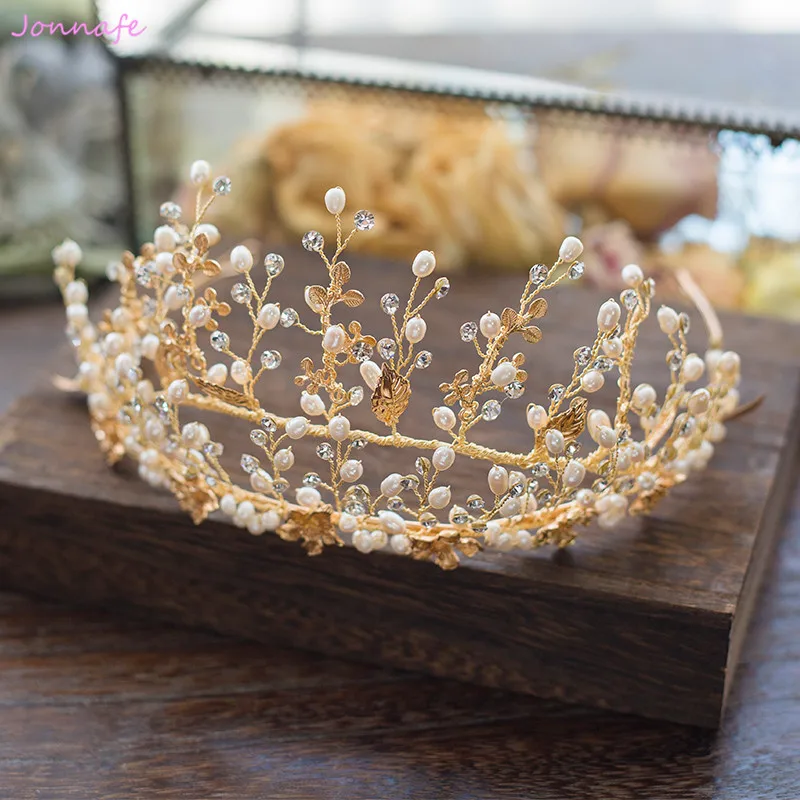 Jonnafe Charming Gold Leaf Wedding Crown Forehead Tiara Pearls Bridal Hair Jewelry Accessories Headband Women Prom Headpiece
Jonnafe Charming Gold Leaf Wedding Crown Forehead Tiara Pearls Bridal Hair Jewelry Accessories Headband Women Prom Headpiece