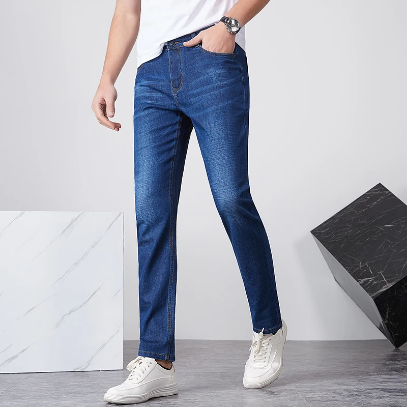 2019 New European American Style Stretch Men Jeans Luxury Men's Denim Trousers Slim Straight Blue Gentleman Male Jeans 9D7606
2019 New European American Style Stretch Men Jeans Luxury Men's Denim Trousers Slim Straight Blue Gentleman Male Jeans 9D7606